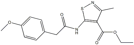 ethyl 5-(2-(4-methoxyphenyl)acetamido)-3-methylisothiazole-4-carboxylate 结构式