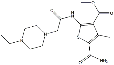methyl 5-carbamoyl-2-(2-(4-ethylpiperazin-1-yl)acetamido)-4-methylthiophene-3-carboxylate 结构式