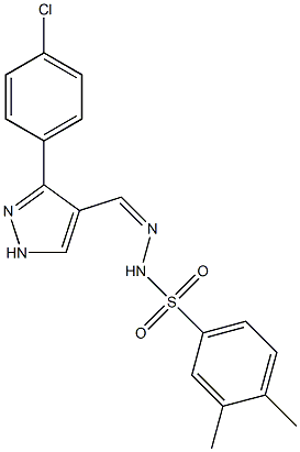 (Z)-N'-((3-(4-chlorophenyl)-1H-pyrazol-4-yl)methylene)-3,4-dimethylbenzenesulfonohydrazide 结构式