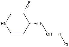 ((3R,4S)-3-fluoropiperidin-4-yl)methanol hydrochloride 结构式