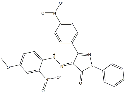 4-[(4-methoxy-2-nitrophenyl)hydrazono]-5-(4-nitrophenyl)-2-phenyl-2,4-dihydro-3H-pyrazol-3-one 结构式