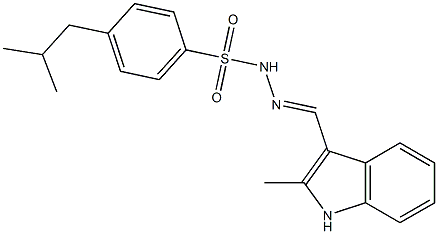 (E)-4-isobutyl-N'-((2-methyl-1H-indol-3-yl)methylene)benzenesulfonohydrazide 结构式
