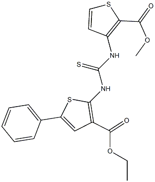 methyl 3-(3-(3-(ethoxycarbonyl)-5-phenylthiophen-2-yl)thioureido)thiophene-2-carboxylate 结构式