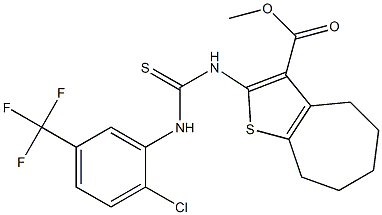 methyl 2-(3-(2-chloro-5-(trifluoromethyl)phenyl)thioureido)-5,6,7,8-tetrahydro-4H-cyclohepta[b]thiophene-3-carboxylate 结构式