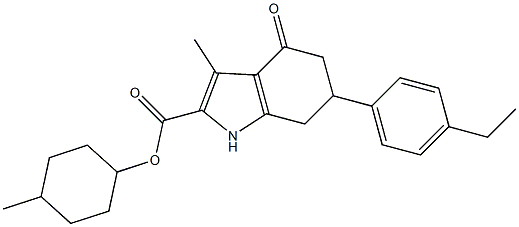 4-methylcyclohexyl 6-(4-ethylphenyl)-3-methyl-4-oxo-4,5,6,7-tetrahydro-1H-indole-2-carboxylate 结构式