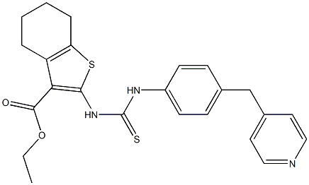 ethyl 2-(3-(4-(pyridin-4-ylmethyl)phenyl)thioureido)-4,5,6,7-tetrahydrobenzo[b]thiophene-3-carboxylate 结构式