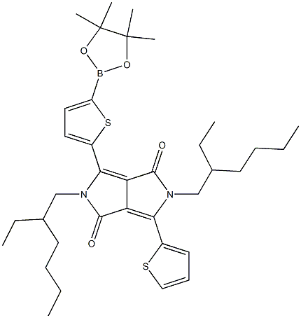 2,5-Bis(2-ethylhexyl)-3-(5-(4,4,5,5-tetramethyl-1,3,2-dioxaborolan-2-yl)thiophen-2-yl)-6-(thiophen-2-yl)pyrrolo[3,4-c]pyrrole-1,4(2H,5H)-dione 结构式