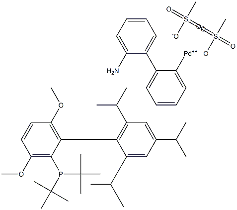 甲磺酸-2-(二叔丁基膦基)-3,6-二甲氧基-2',4',6'-三异丙基-1,1'-联苯(2-氨基-1,1'-联苯-2-基)钯(II) 结构式
