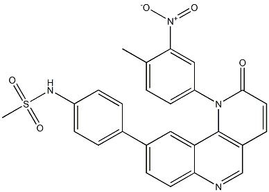 N-{4-[1-(4-Methyl-3-nitro-phenyl)-2-oxo-1,2-dihydro-benzo[h][1,6]naphthyridin-9-yl]-phenyl}-methanesulfonamide 结构式