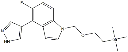 5-fluoro-4-(1H-pyrazol-4-yl)-1-((2-(trimethylsilyl)ethoxy)methyl)-1H-indole 结构式