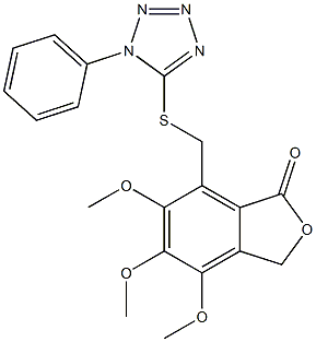 4,5,6-trimethoxy-7-{[(1-phenyl-1H-tetrazol-5-yl)thio]methyl}-2-benzofuran-1(3H)-one 结构式