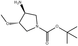 (3S,4S)-3-Amino-4-methoxy-pyrrolidine-1-carboxylic acid tert-butyl ester 结构式