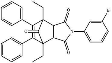 2-(3-bromophenyl)-4,7-diethyl-5,6-diphenyl-3a,4,7,7a-tetrahydro-1H-4,7-methanoisoindole-1,3,8(2H)-trione 结构式