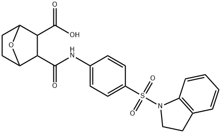 3-((4-(indolin-1-ylsulfonyl)phenyl)carbamoyl)-7-oxabicyclo[2.2.1]heptane-2-carboxylic acid 结构式