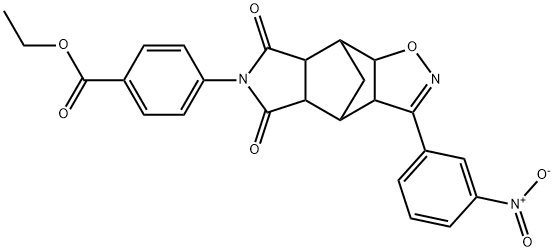 ethyl 4-(3-(3-nitrophenyl)-5,7-dioxo-4a,5,7,7a,8,8a-hexahydro-3aH-4,8-methanoisoxazolo[4,5-f]isoindol-6(4H)-yl)benzoate 结构式