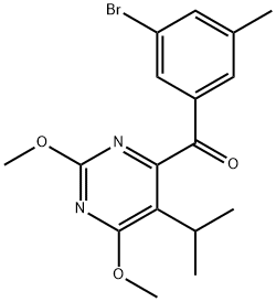 (3-溴-5-甲基苯基)(5-异丙基-2,6-二甲氧基嘧啶-4-基)甲酮 结构式