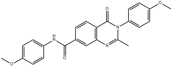 N,3-bis(4-methoxyphenyl)-2-methyl-4-oxo-3,4-dihydroquinazoline-7-carboxamide 结构式