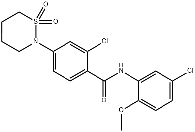 2-chloro-N-(5-chloro-2-methoxyphenyl)-4-(1,1-dioxido-1,2-thiazinan-2-yl)benzamide 结构式