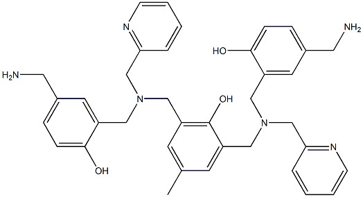 Phenol, 2,6-bis[[[[5-(aminomethyl)-2-hydroxyphenyl]methyl](2-pyridinylmethyl)amino]methyl]-4-methyl- 结构式