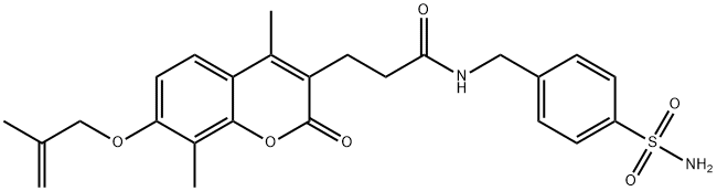 3-{4,8-dimethyl-7-[(2-methylprop-2-en-1-yl)oxy]-2-oxo-2H-chromen-3-yl}-N-(4-sulfamoylbenzyl)propanamide 结构式