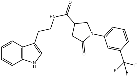 N-[2-(1H-indol-3-yl)ethyl]-5-oxo-1-[3-(trifluoromethyl)phenyl]pyrrolidine-3-carboxamide 结构式