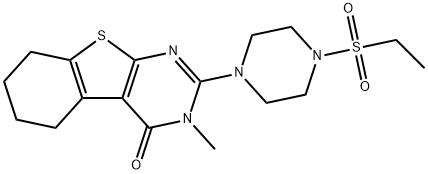 2-[4-(ethylsulfonyl)piperazin-1-yl]-3-methyl-5,6,7,8-tetrahydro[1]benzothieno[2,3-d]pyrimidin-4(3H)-one 结构式