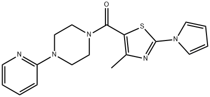 [4-methyl-2-(1H-pyrrol-1-yl)-1,3-thiazol-5-yl][4-(pyridin-2-yl)piperazin-1-yl]methanone 结构式