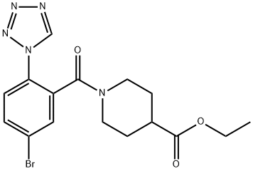 ethyl 1-{[5-bromo-2-(1H-tetrazol-1-yl)phenyl]carbonyl}piperidine-4-carboxylate 结构式