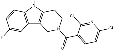 (2,6-dichloropyridin-3-yl)(8-fluoro-1,3,4,5-tetrahydro-2H-pyrido[4,3-b]indol-2-yl)methanone 结构式