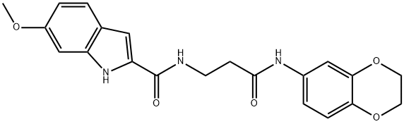 N-[3-(2,3-dihydro-1,4-benzodioxin-6-ylamino)-3-oxopropyl]-6-methoxy-1H-indole-2-carboxamide 结构式