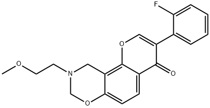 3-(2-fluorophenyl)-9-(2-methoxyethyl)-9,10-dihydro-4H,8H-chromeno[8,7-e][1,3]oxazin-4-one 结构式