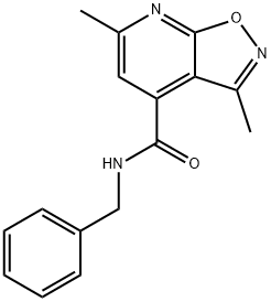 N-苄基-3,6-二甲基异噁唑并[5,4-B]吡啶-4-甲酰胺 结构式