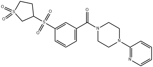 {3-[(1,1-dioxidotetrahydrothiophen-3-yl)sulfonyl]phenyl}[4-(pyridin-2-yl)piperazin-1-yl]methanone 结构式