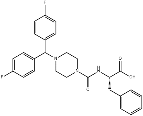 (2S)-2-[[4-[bis(4-fluorophenyl)methyl]piperazine-1-carbonyl]amino]-3-phenyl-propanoic acid 结构式