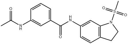 3-(acetylamino)-N-[1-(methylsulfonyl)-2,3-dihydro-1H-indol-6-yl]benzamide 结构式