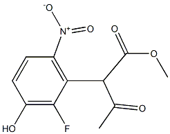 methyl 2-(2-fluoro-3-hydroxy-6-nitrophenyl)-3-oxobutanoate 结构式