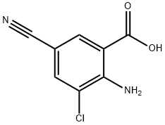 2-氨基-3-氯-5-氰基苯甲酸 结构式