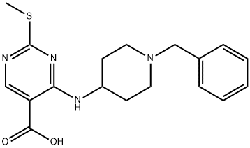 2-(甲硫基)-4-[[1-(苯基甲基)-4-哌啶基]氨基]-5-嘧啶羧酸 结构式