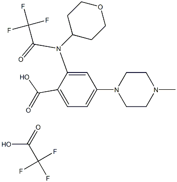 4-(4-甲基-1-哌嗪基)-2-[(4-四氢吡喃基)(2,2,2-三氟乙酰基)氨基]苯甲酸三氟乙酸盐 结构式