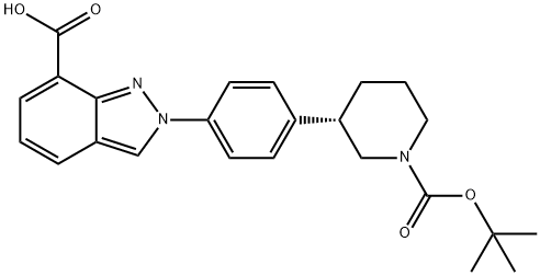 (S)-2-(4-(1-(tert-butoxycarbonyl)piperidin-3-yl)phenyl)-2H-indazole-7-carboxylicacid 结构式