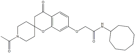 2-[(1'-acetyl-4-oxo-3,4-dihydrospiro[chromene-2,4'-piperidin]-7-yl)oxy]-N-cyclooctylacetamide 结构式