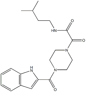 2-[4-(1H-indol-2-ylcarbonyl)piperazin-1-yl]-N-(3-methylbutyl)-2-oxoacetamide 结构式