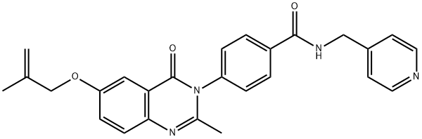 4-{2-methyl-6-[(2-methylprop-2-en-1-yl)oxy]-4-oxoquinazolin-3(4H)-yl}-N-(pyridin-4-ylmethyl)benzamide 结构式