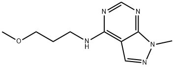 N-(3-methoxypropyl)-1-methyl-1H-pyrazolo[3,4-d]pyrimidin-4-amine 结构式