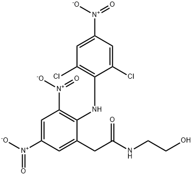 2-(2-(2, 6-二氯-4-硝基苯胺基)-3, 5-二硝基苯基)-N-(2-羟乙基)乙酰胺 结构式