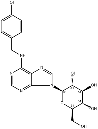 4-[[(9-BETA-D-吡喃葡萄糖基-9H-嘌呤-6-基)氨基]甲基]苯酚 结构式