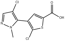 5-氯-4-(4-氯-1-甲基-1H-吡唑-5-基)噻吩-2-羧酸 结构式