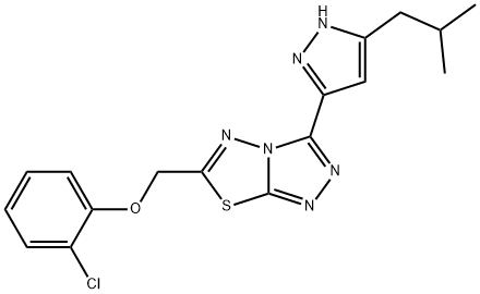 6-[(2-chlorophenoxy)methyl]-3-[5-(2-methylpropyl)-1H-pyrazol-3-yl][1,2,4]triazolo[3,4-b][1,3,4]thiadiazole 结构式