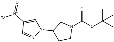 叔丁基3-(4-硝基-1H-吡唑-1-基)吡咯烷-1-羧酸盐 结构式