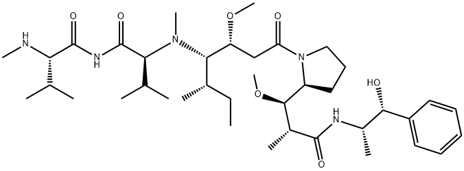 (S)-N-((3R,4S,5S)-1-((S)-2-((1R,2R)-3-(((1S,2R)-1-hydroxy-1-phenylpropan-2-yl)amino)-1-methoxy-2-methyl-3-oxopropyl)pyrrolidin-1-yl)-3-methoxy-5-methyl-1-oxoheptan-4-yl)-N,3-dimethyl-2-((S)-3-methyl-2-(methylamino)butanamido)butanamide 结构式